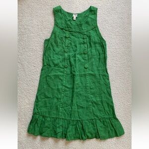 Edme & Esyllte Anthropologie Linen Shift Dress S Kelly Green Sleeveless Prairie